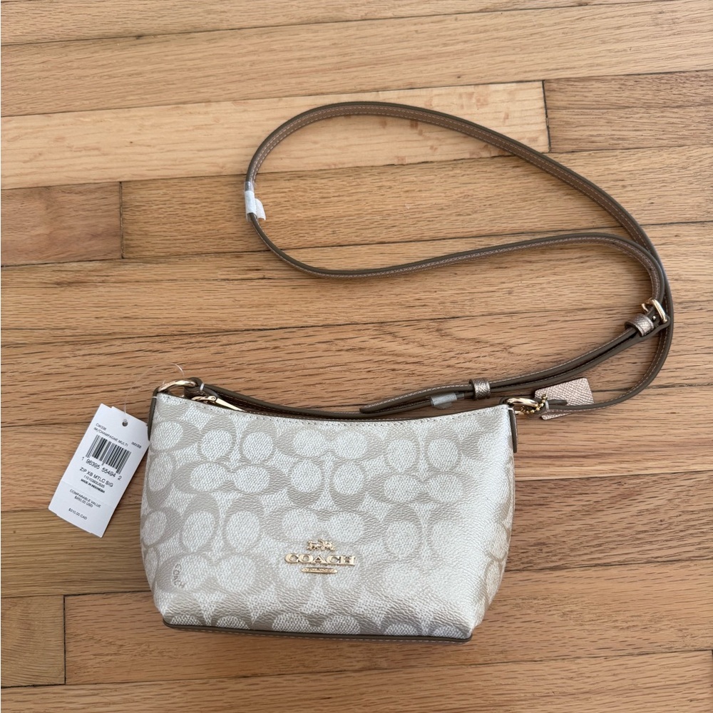 Coach Signature Champagne Gold Crossbody Purse Bag